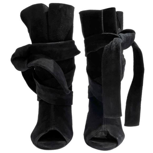 IRO Suede Peep Toe Booties Wrap Strap - Picture 9 of 16